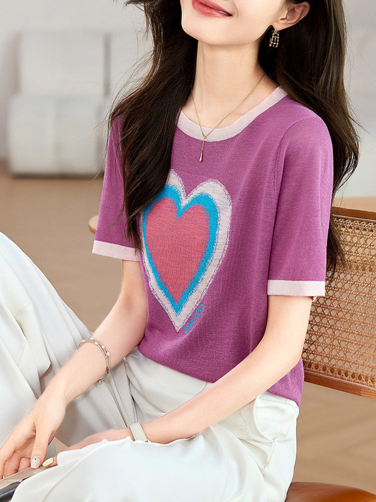 Fashion Love T-shirt Under Shirt Lightweight Breathable Short Top