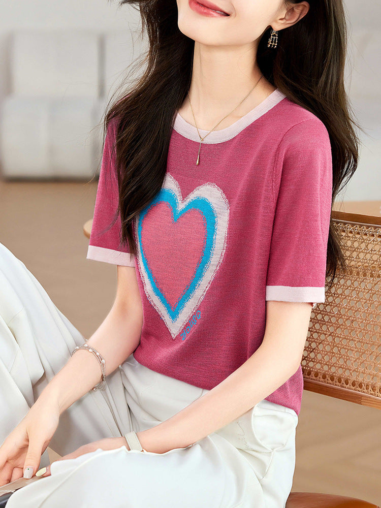 Fashion Love T-shirt Under Shirt Lightweight Breathable Short Top
