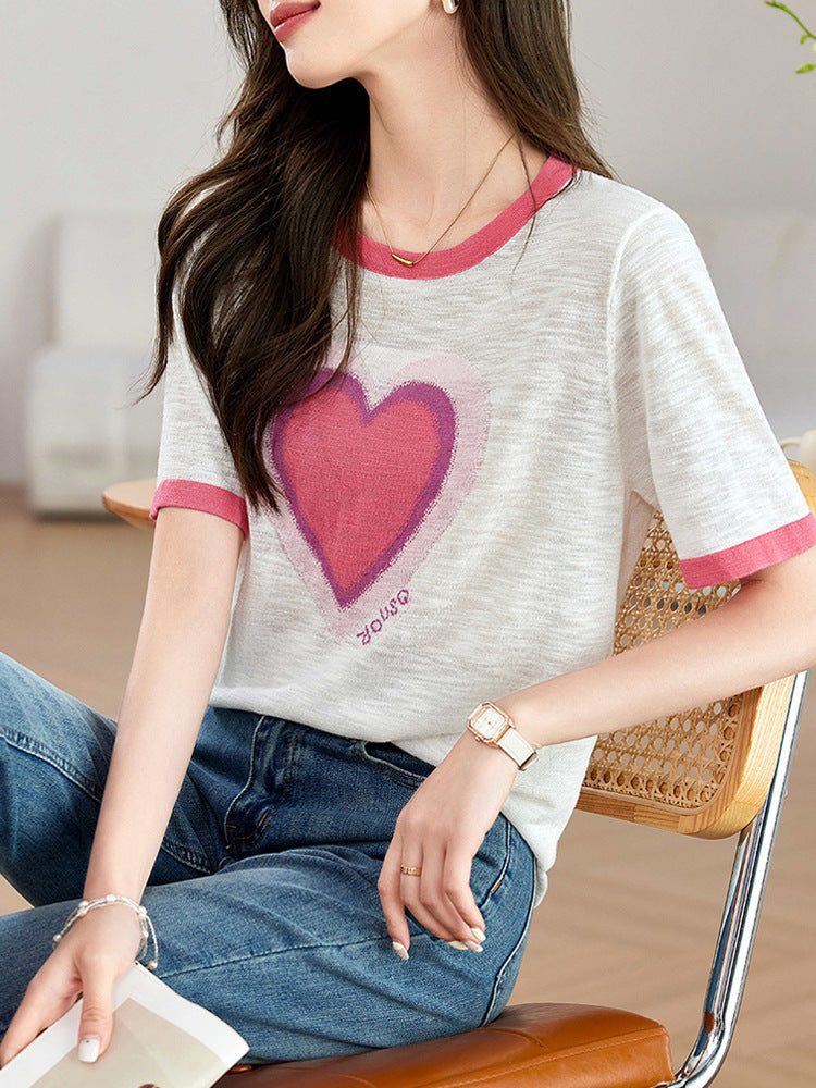 Fashion Love T-shirt Under Shirt Lightweight Breathable Short Top