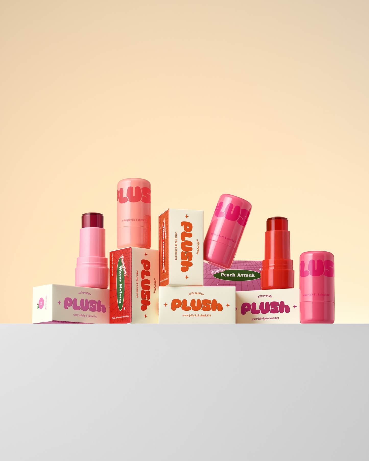 plush water jelly lip&cheek tint peach attack