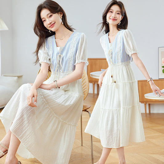 Fake Two Pieces Pullover Fashionable Dress Women
