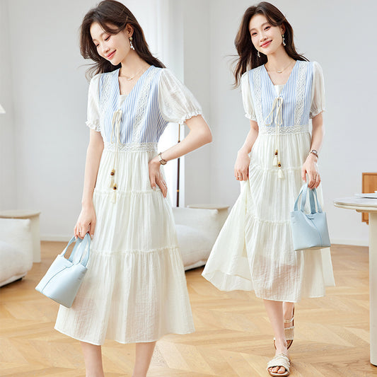 Fake Two Pieces Pullover Fashionable Dress Women